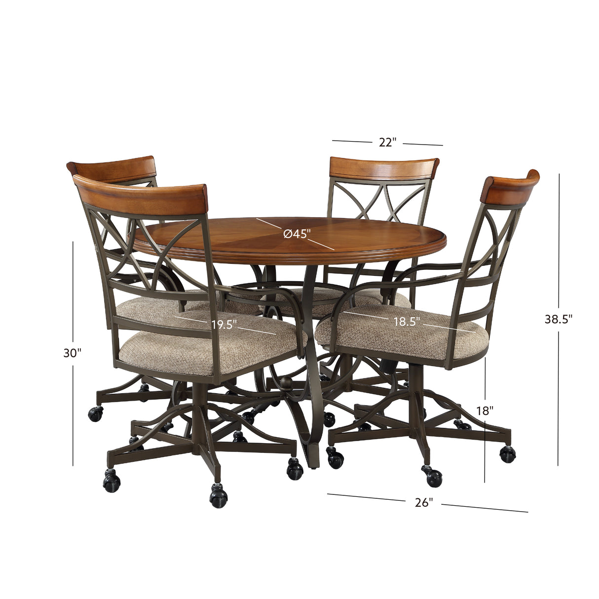 Hamilton Swivel Dining Set 5Pc