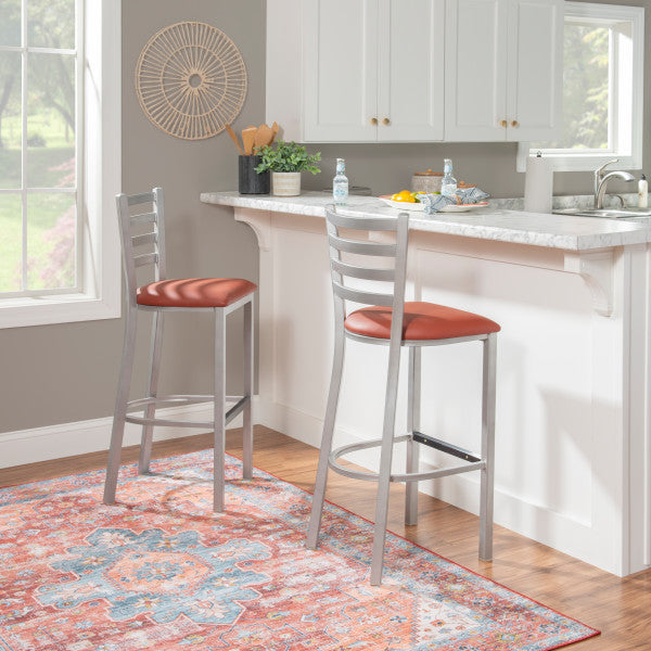 Kara Rust Vinyl Metal Bar Stools (Set of 2)