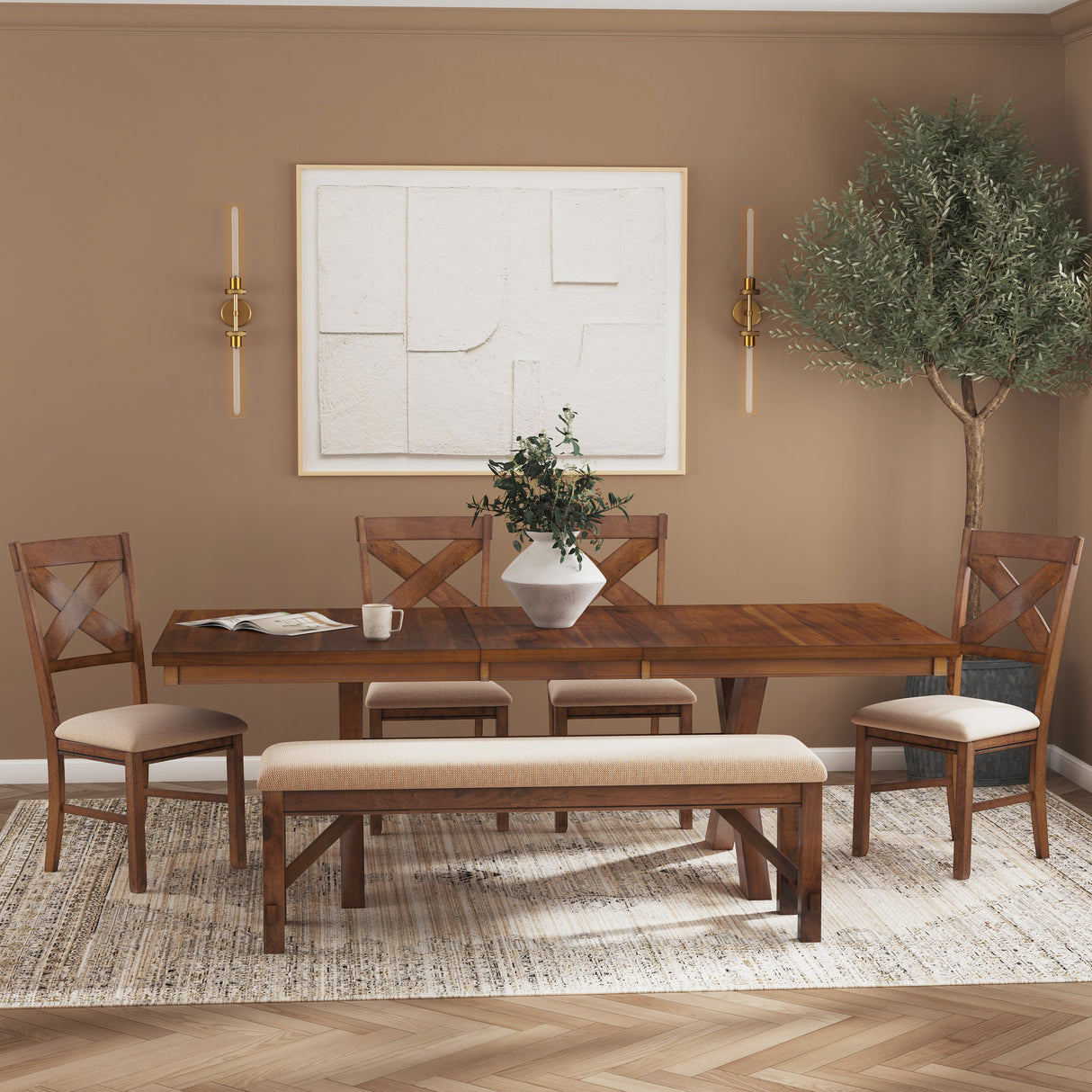 Kraven Dark Hazelnut Dining Set