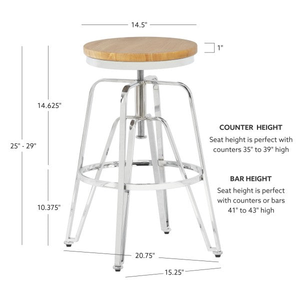 Toby Adjustable Backless Stool