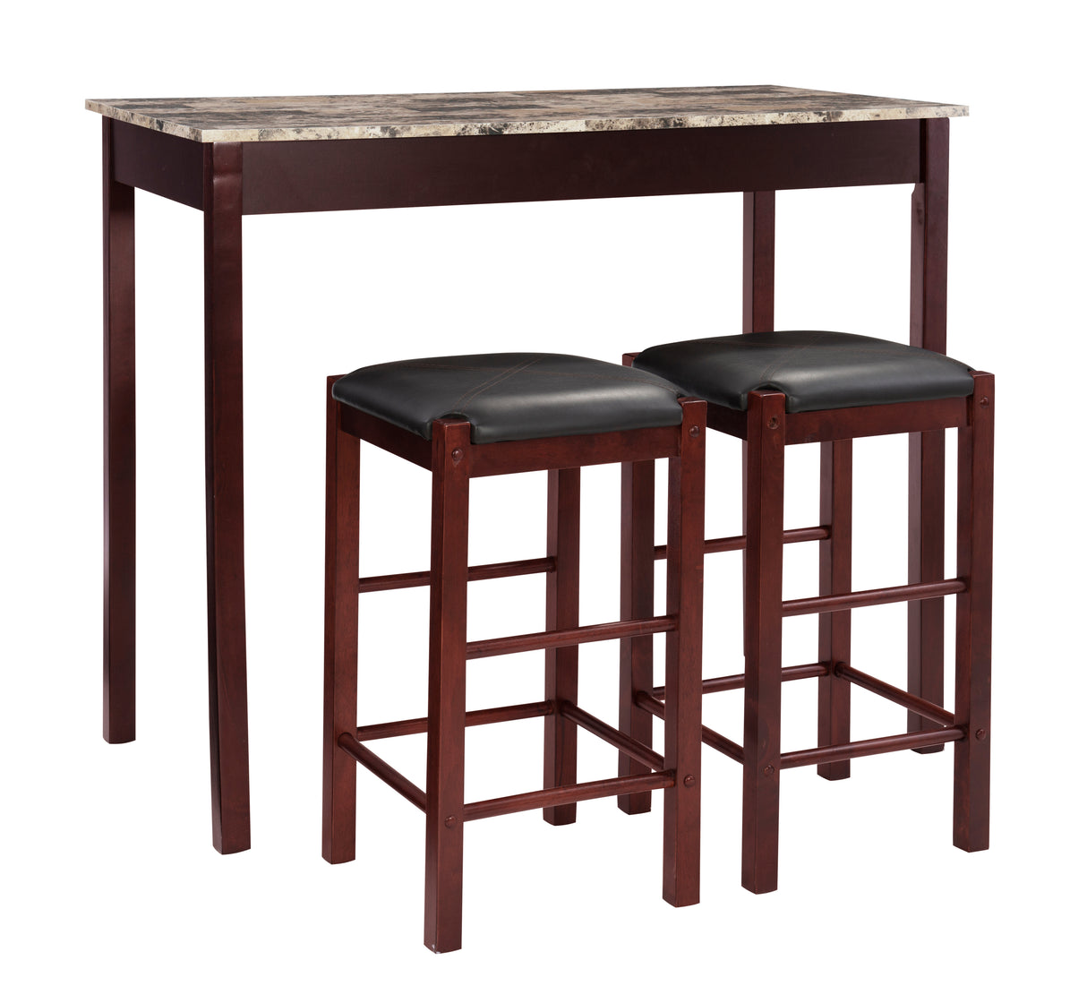 Lance Tavern Set Black With Faux Marble Top