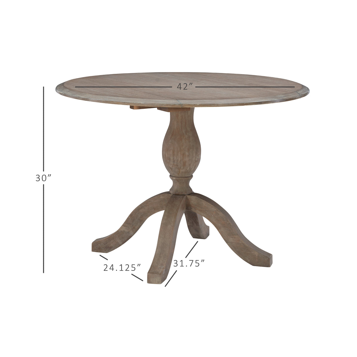 Torino Gray Wash Round Drop Leaf Table