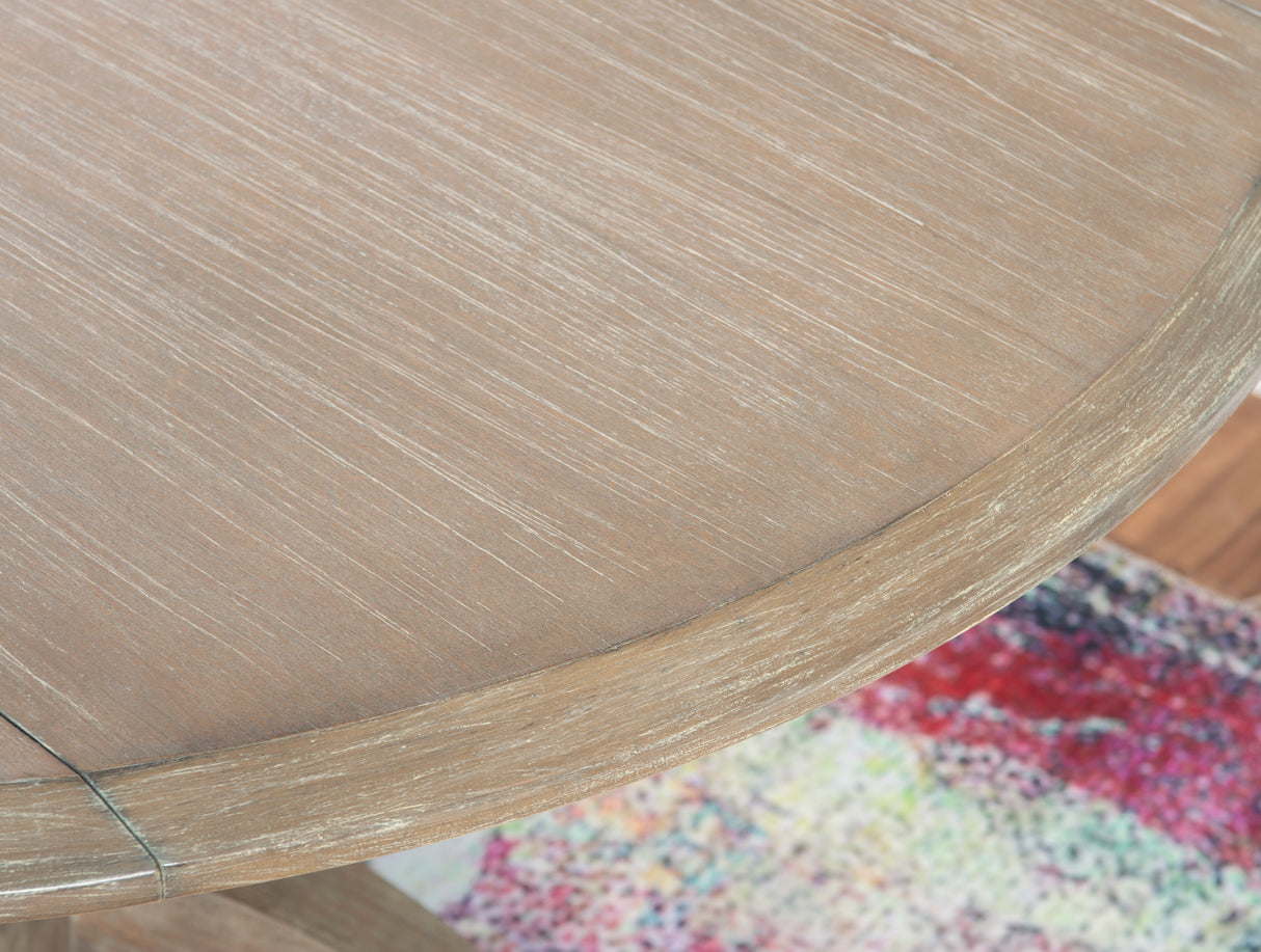 Torino Gray Wash Round Drop Leaf Table