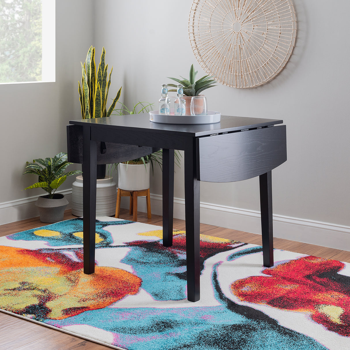 Torino Black Square Drop Leaf Table