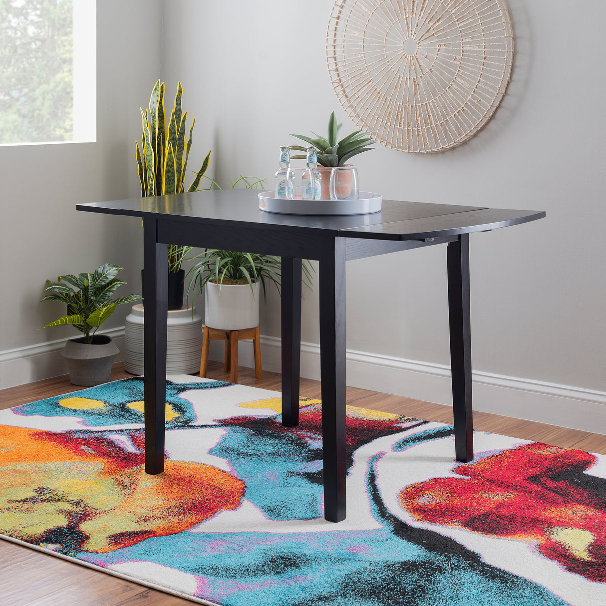 Torino Black Square Drop Leaf Table