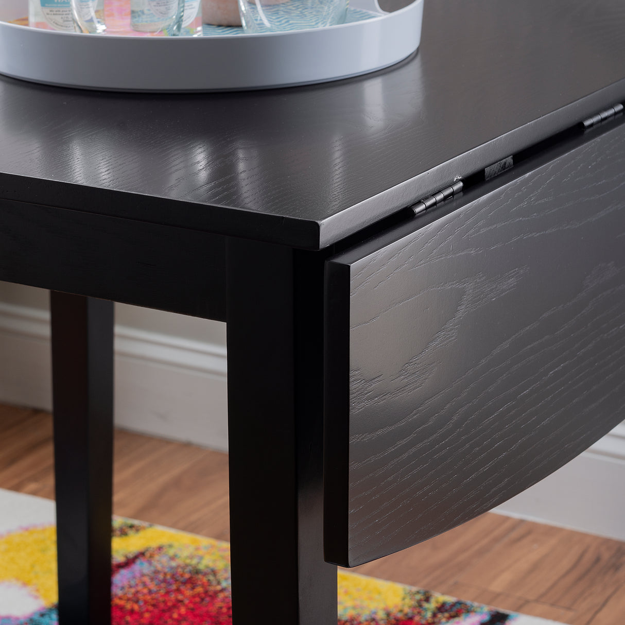 Torino Black Square Drop Leaf Table