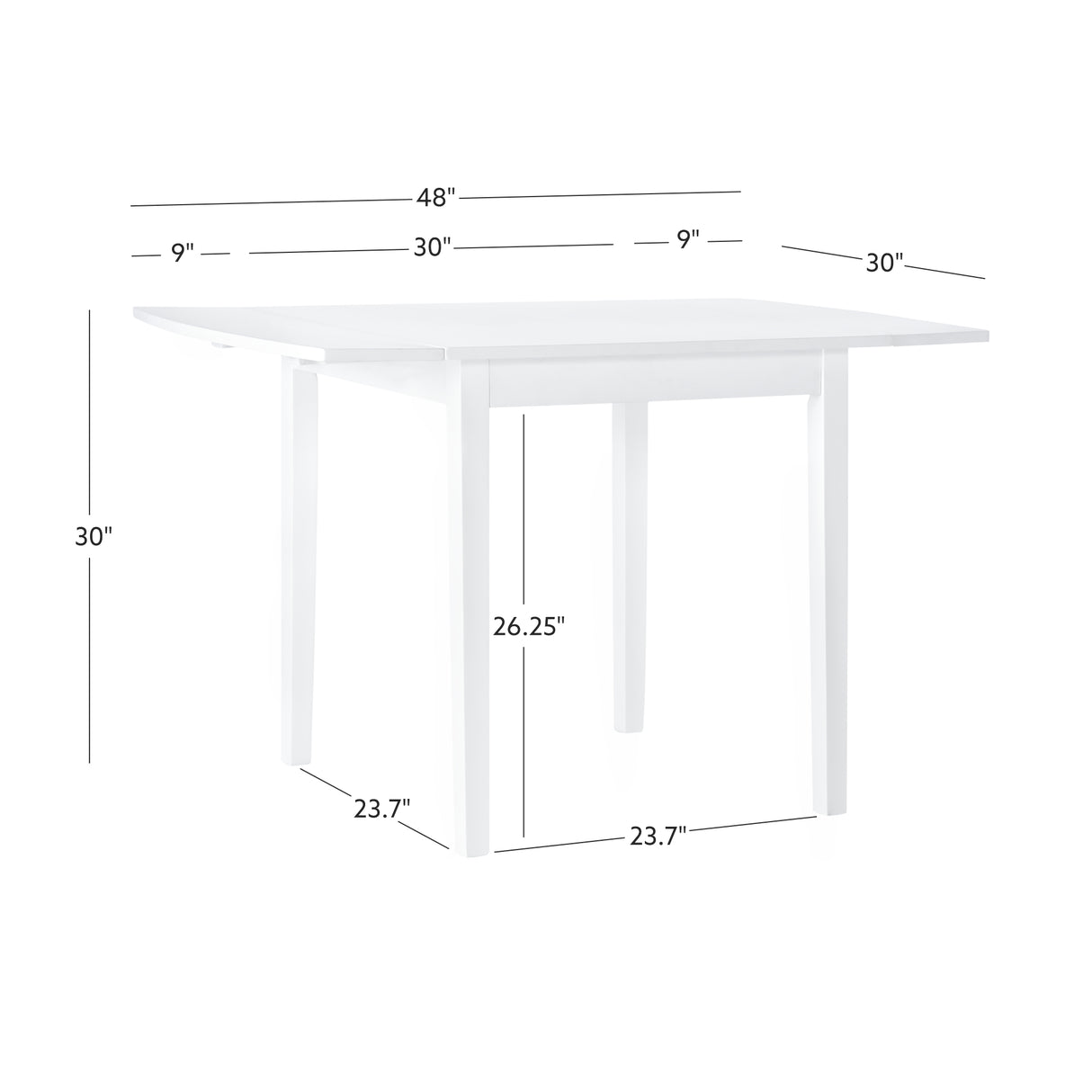 Torino Black Square Drop Leaf Table