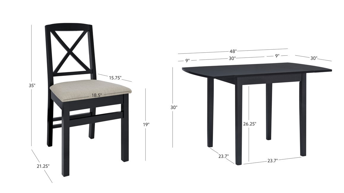 Torino 3 Pc Drop Leaf Dining Set