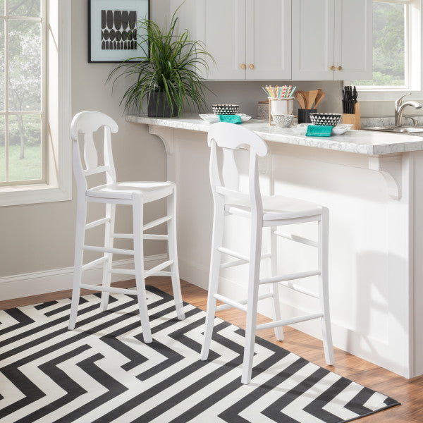 Valley White Counter Stools With Wood Seat (Set of 2)