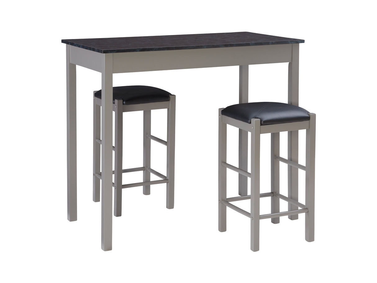 Lance Tavern Set Black With Faux Marble Top