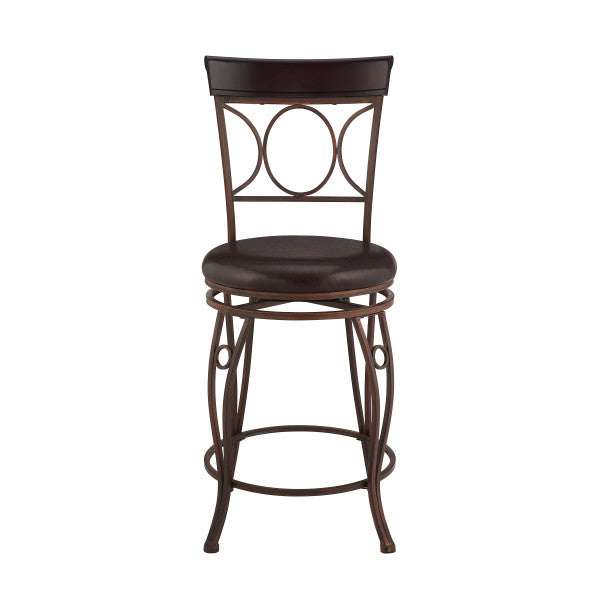 Circles Brown Back Metal Stool