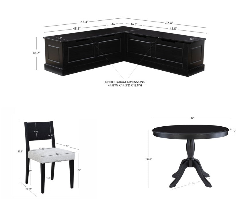 Norah Upholstered 4PC Nook Set