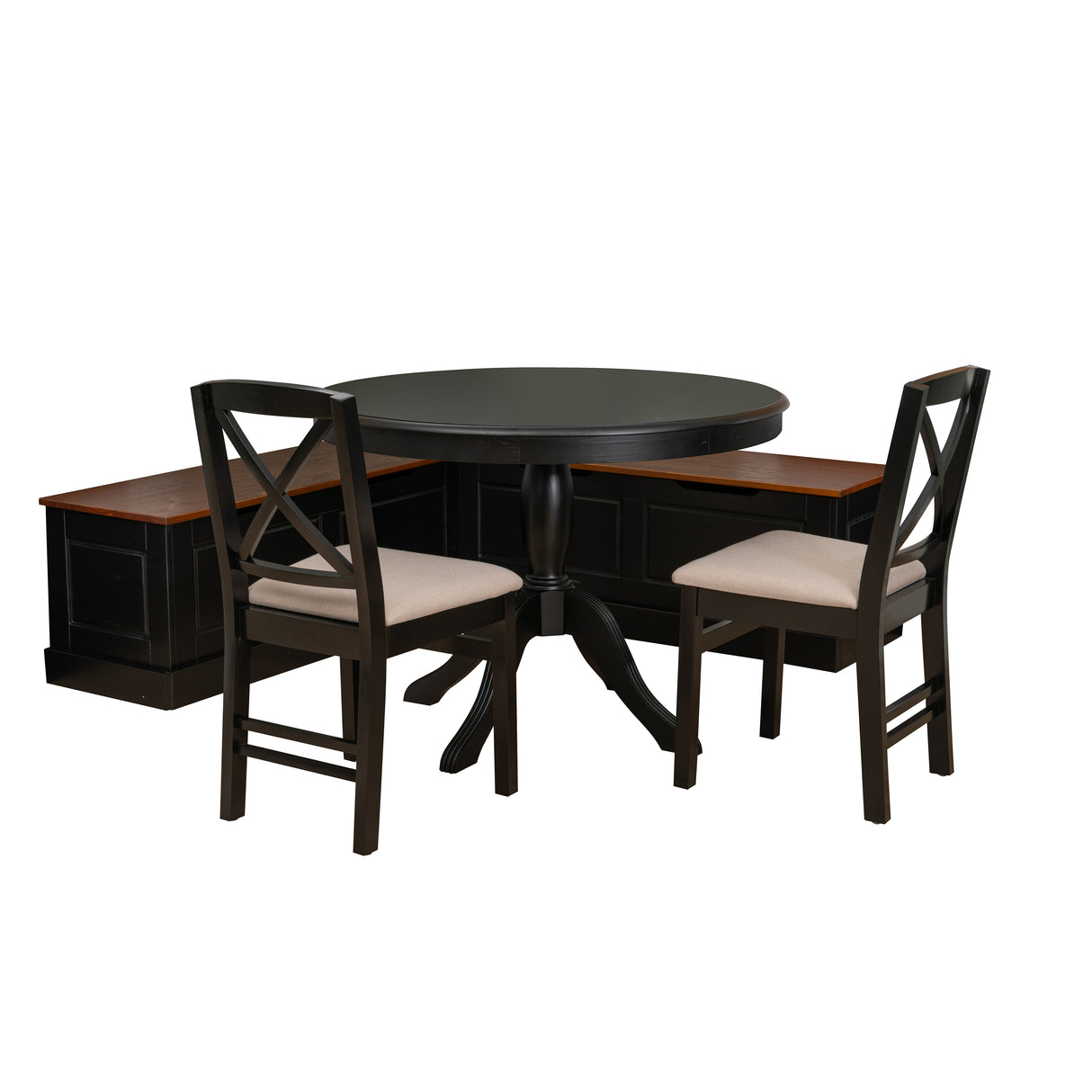 Norah Black Walnut Nook Black Table 2 Chair