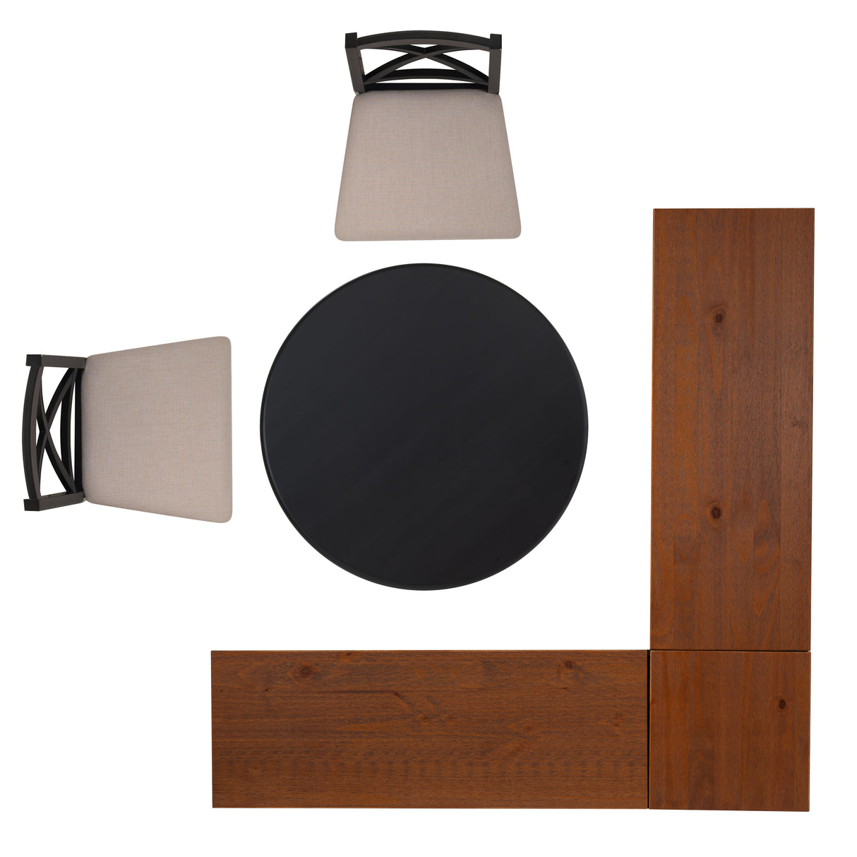 Norah Black Walnut Nook Black Table 2 Chair