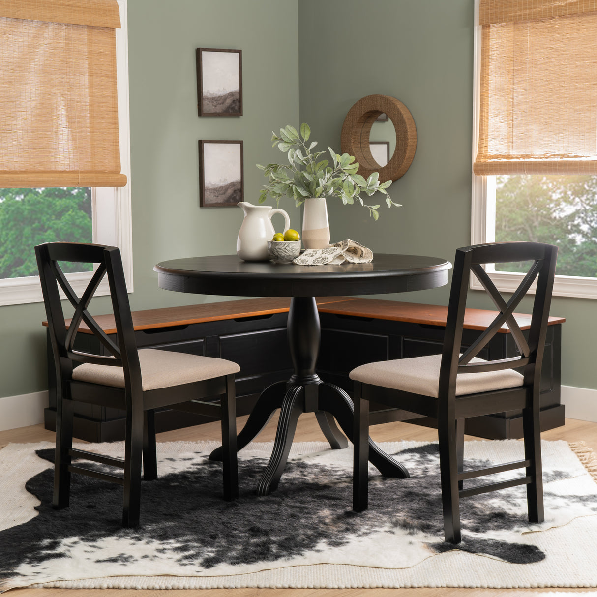 Norah Black Walnut Nook Black Table 2 Chair