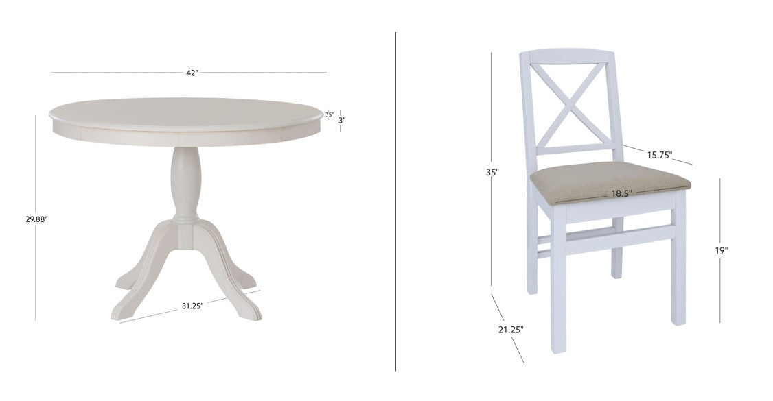 Norah White Pedestal with 4 White Torino Chairs