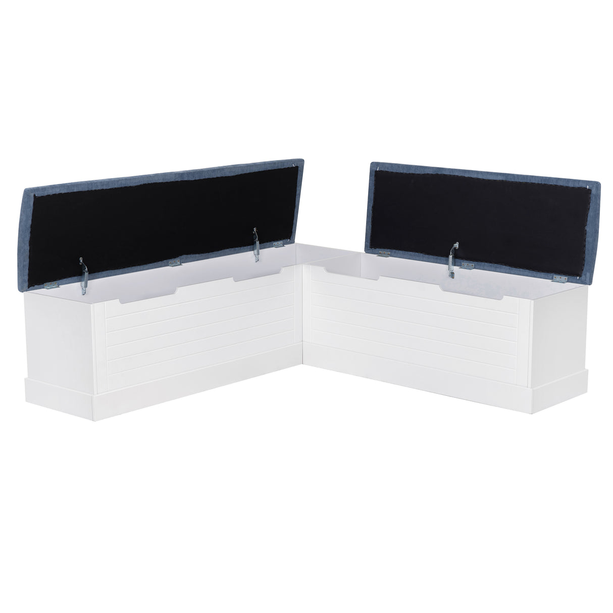 Nancy White Blue Backless Upholstered Nook