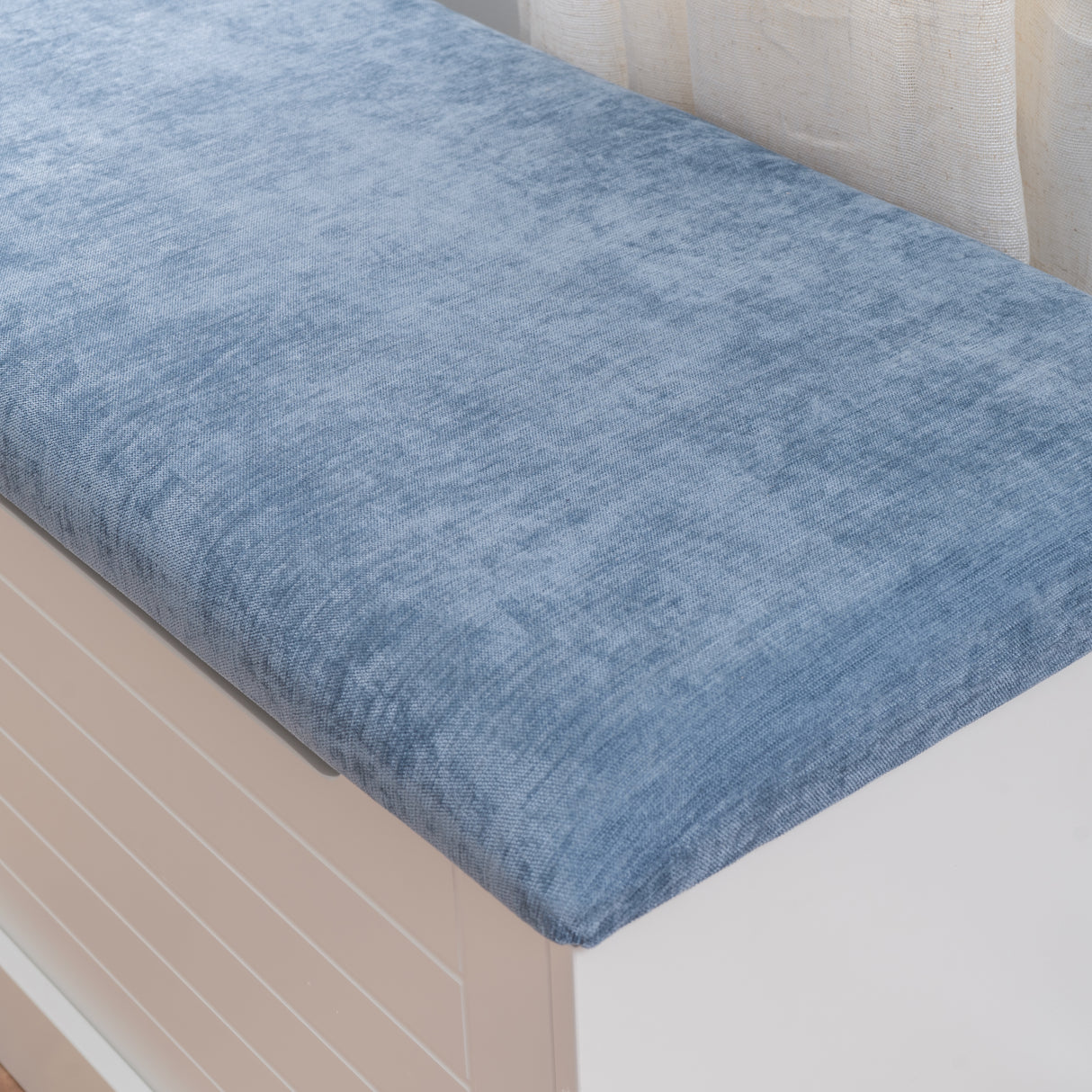 Nancy White Blue Backless Upholstered Nook