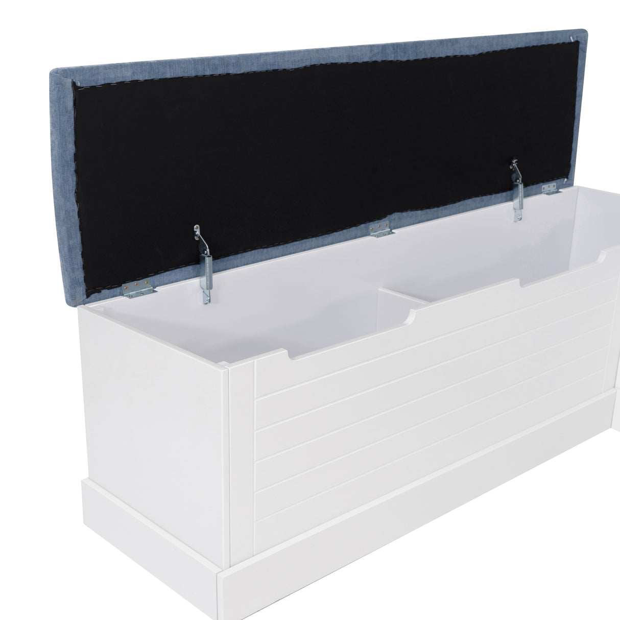 Nancy White Blue Backless Upholstered Nook