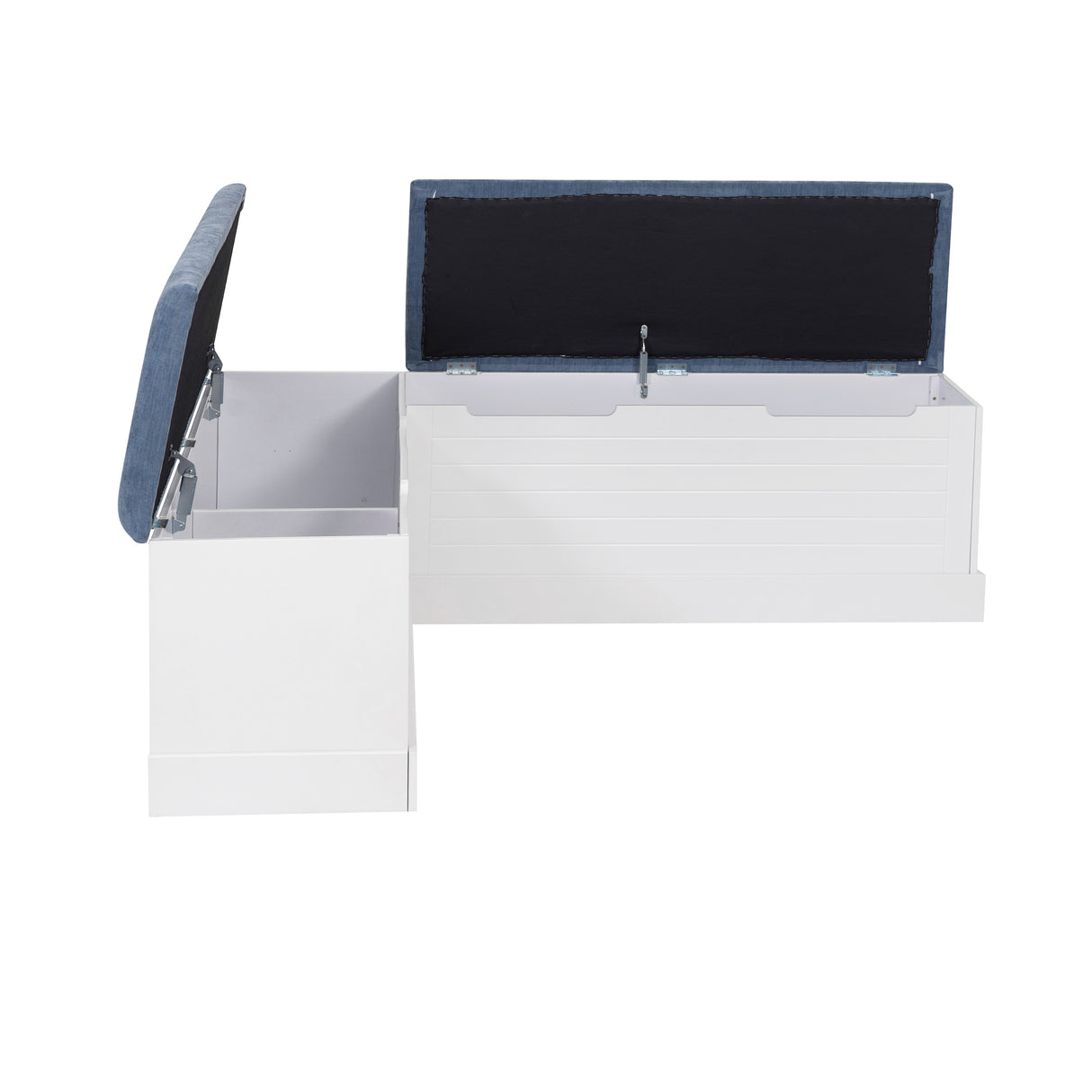 Nancy White Blue Backless Upholstered Nook