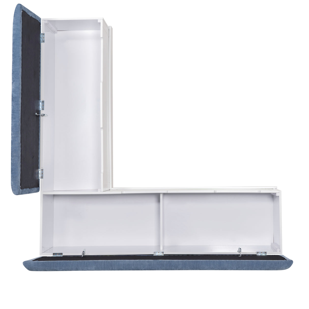 Nancy White Blue Backless Upholstered Nook