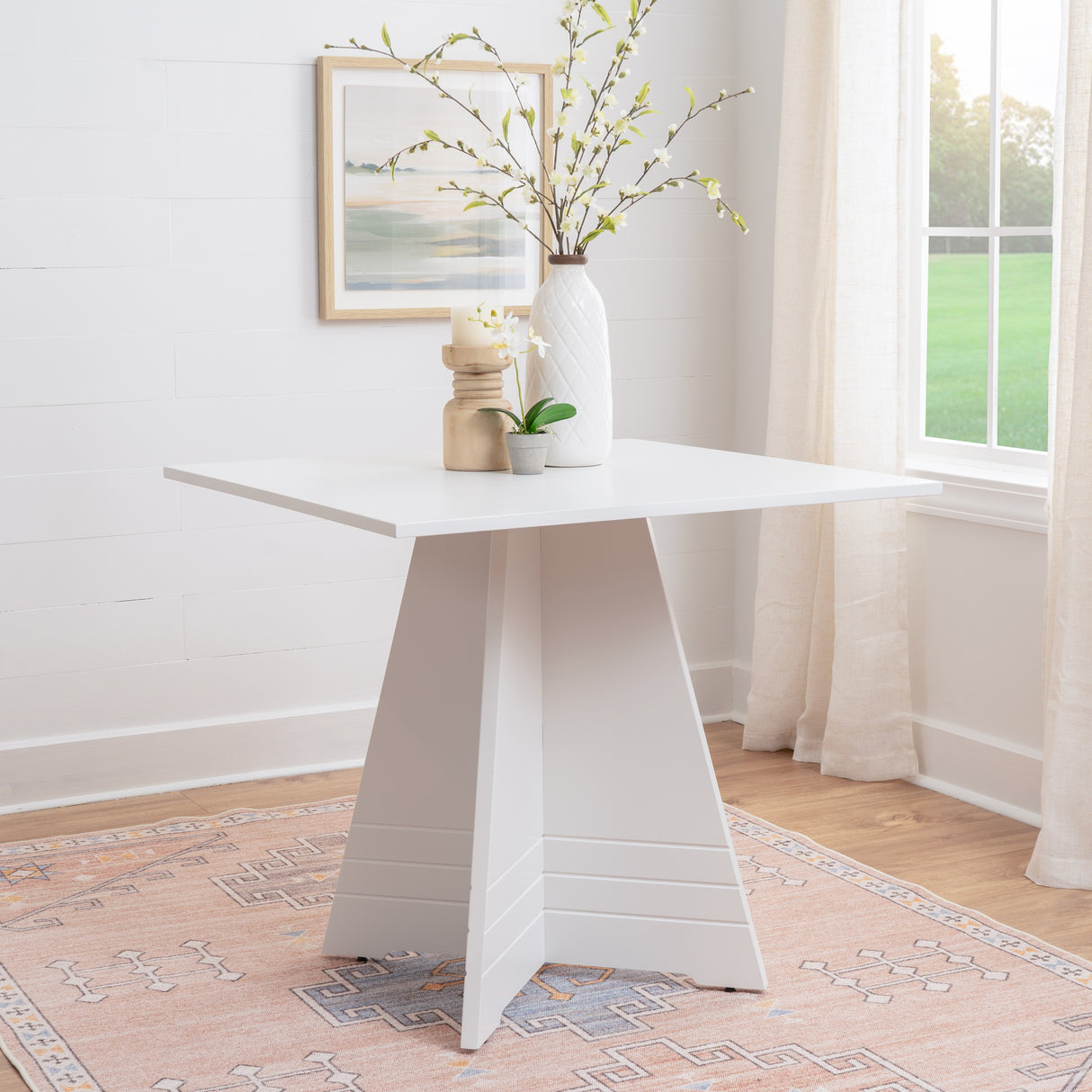 Nancy White Square Pedestal Table