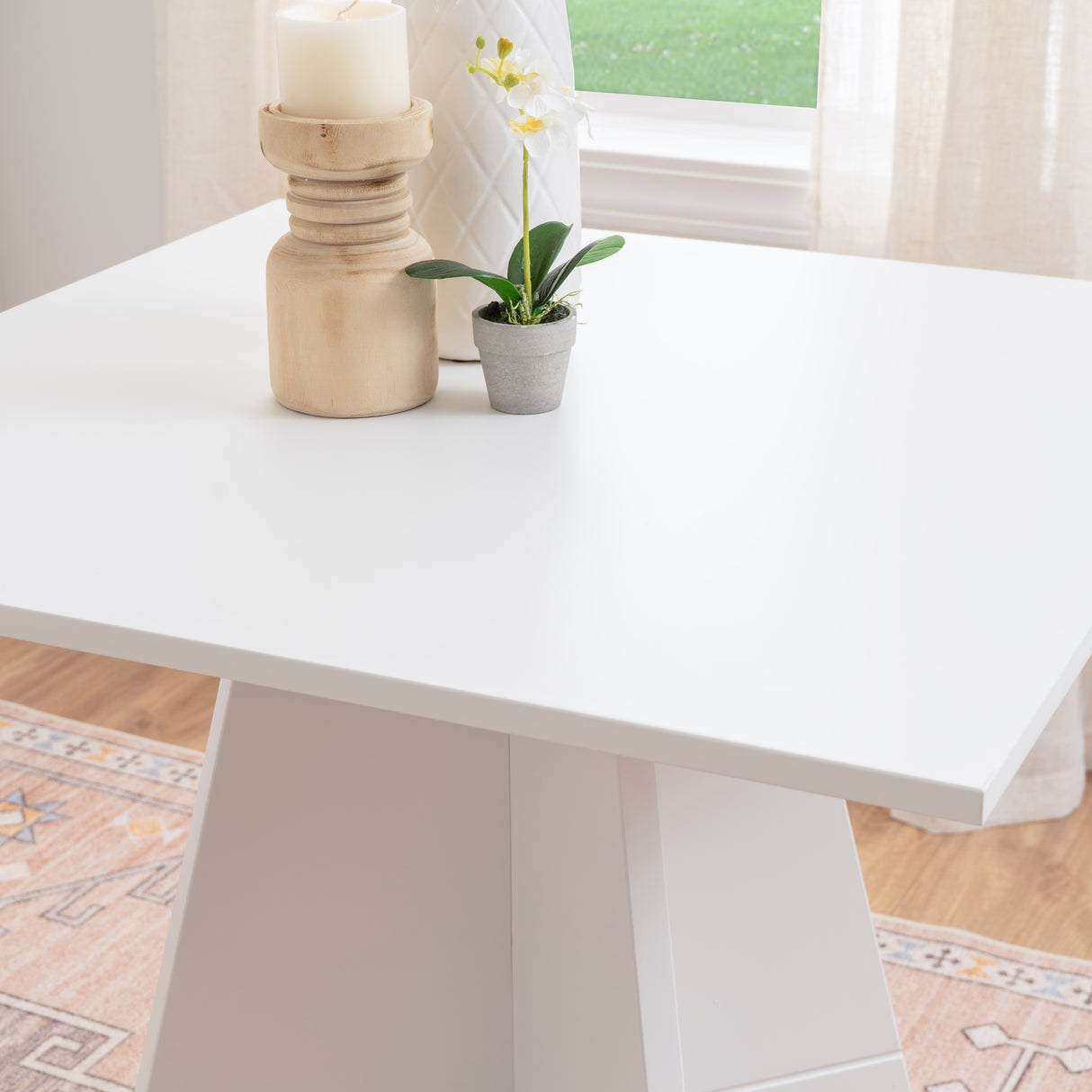 Nancy White Square Pedestal Table