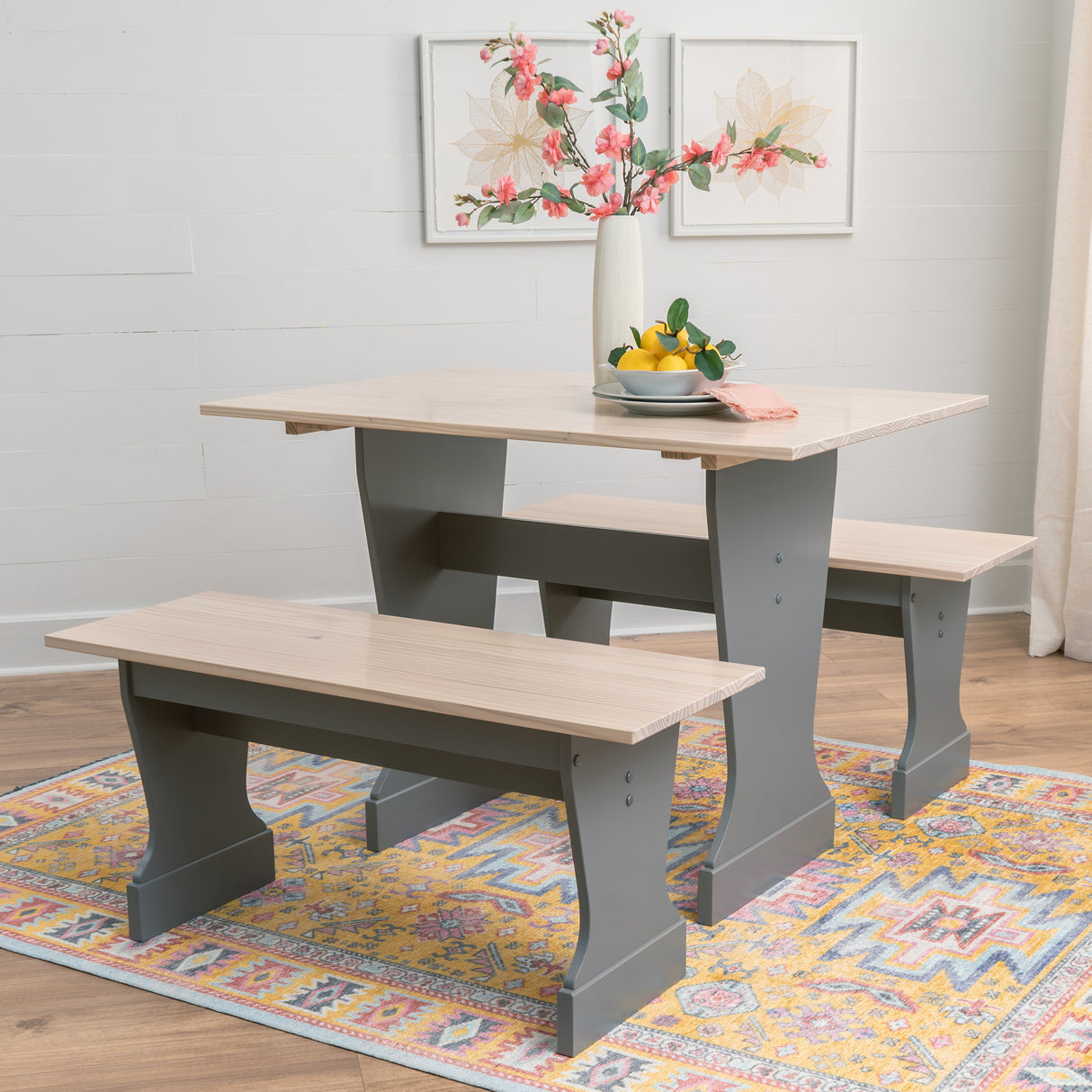 Norah Grey Maple Table Bench 3PC Set