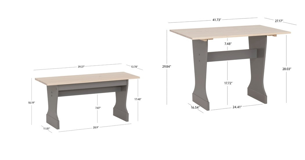Norah Grey Maple Table Bench 3PC Set
