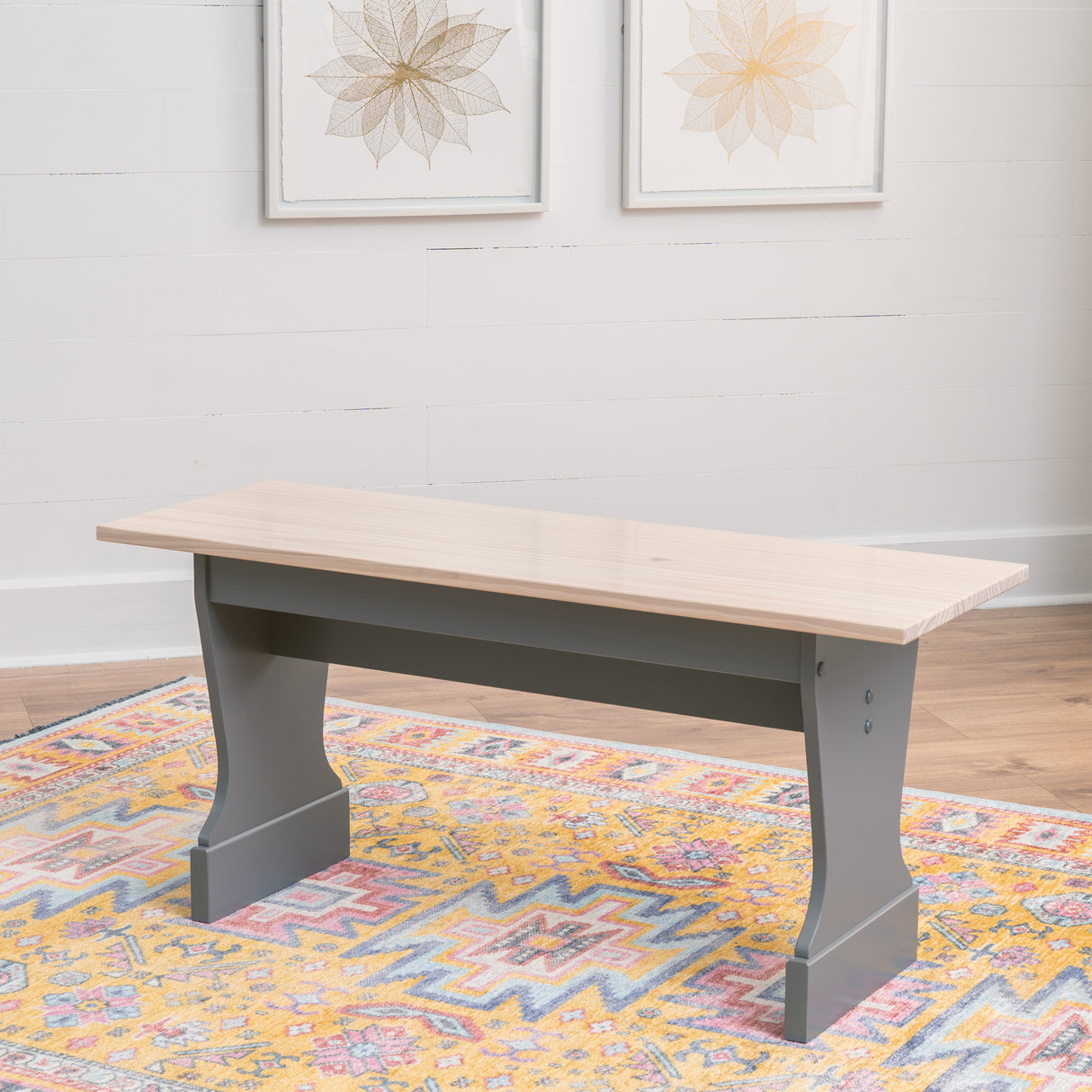Norah Grey Maple Trestle Bench