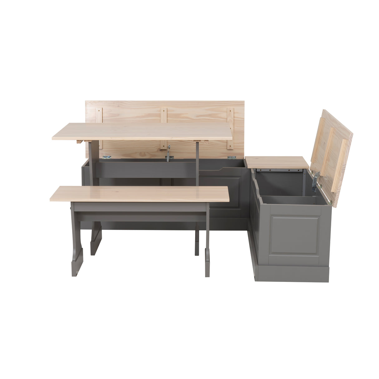 Norah Grey and Maple Table Bench Nook Set