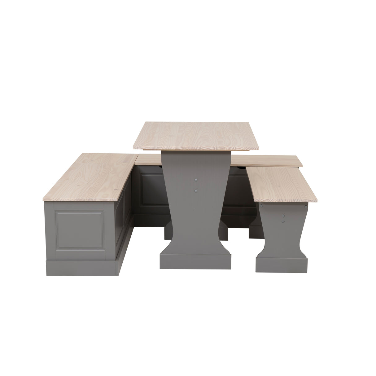 Norah Grey and Maple Table Bench Nook Set