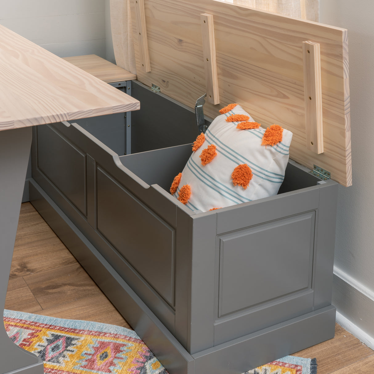 Norah Grey and Maple Table Bench Nook Set