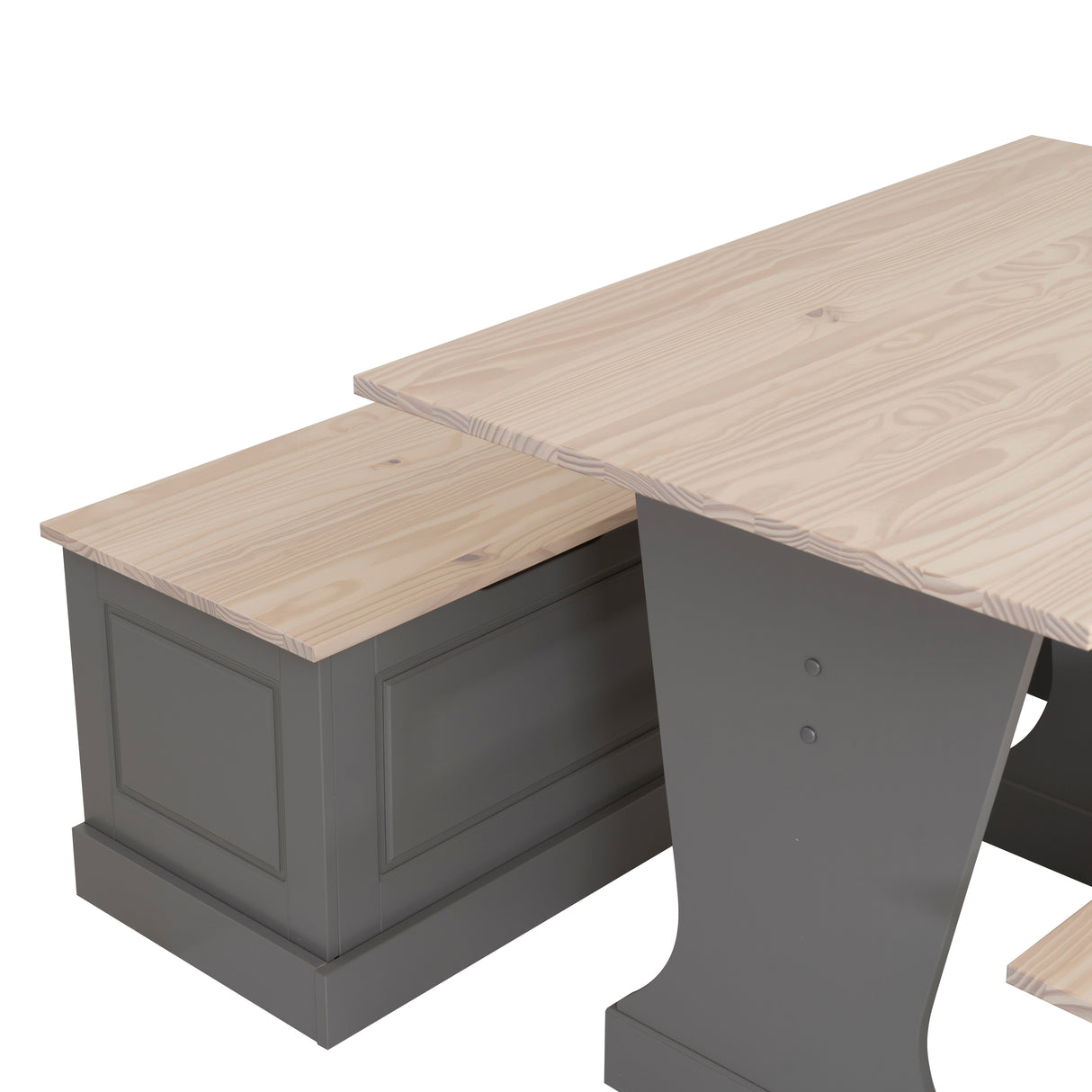 Norah Grey and Maple Table Bench Nook Set