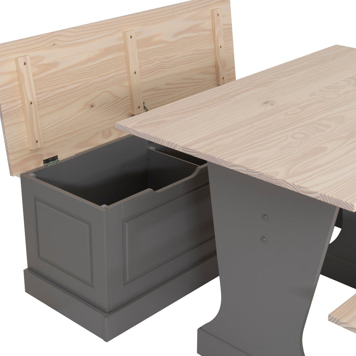 Norah Grey and Maple Table Bench Nook Set
