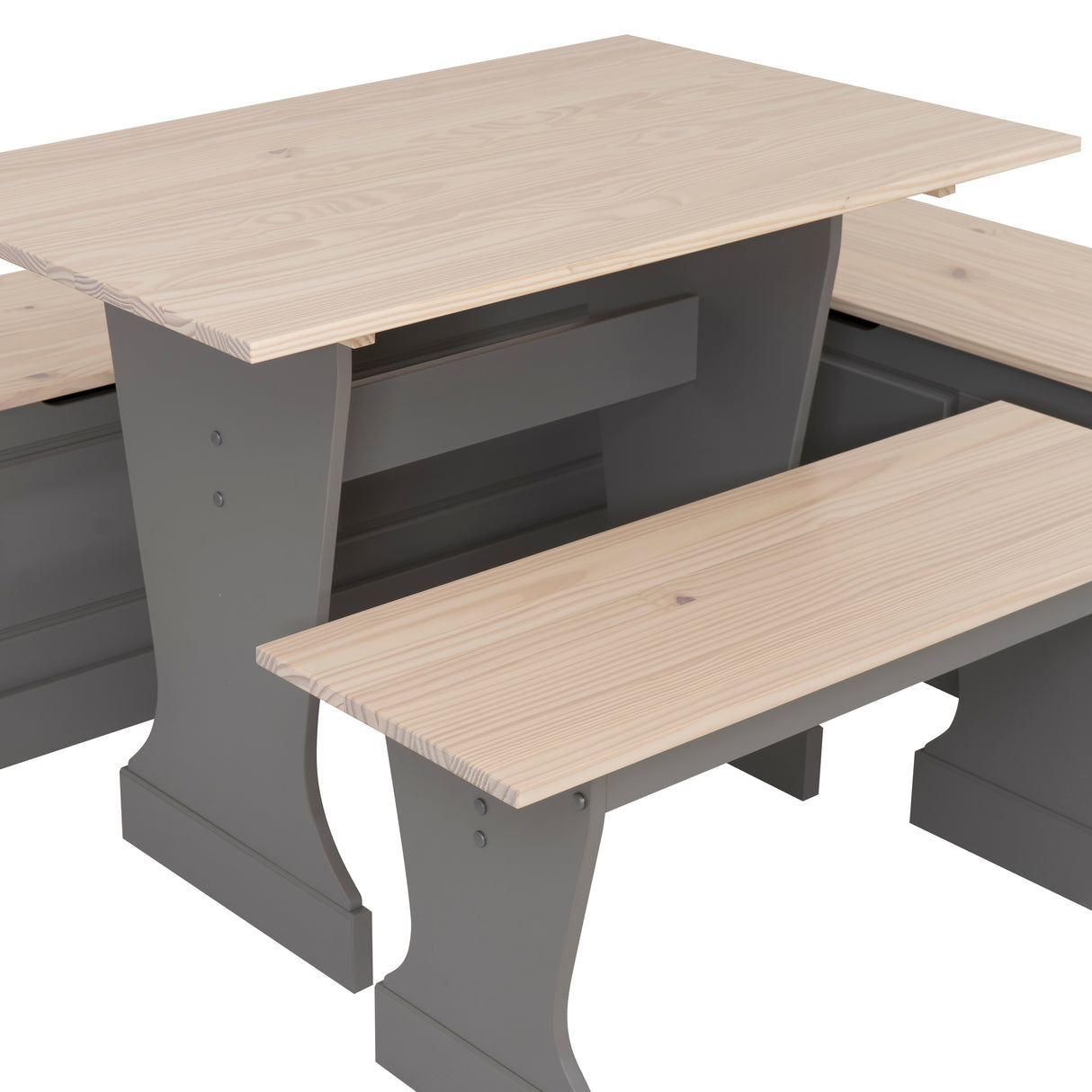 Norah Grey and Maple Table Bench Nook Set