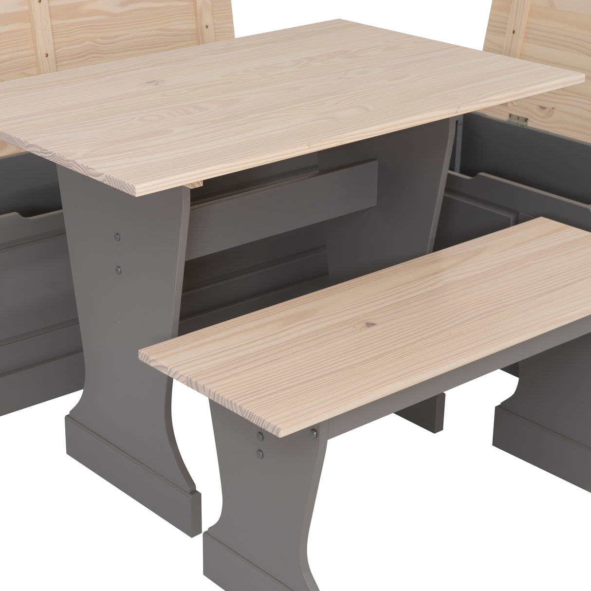 Norah Grey and Maple Table Bench Nook Set