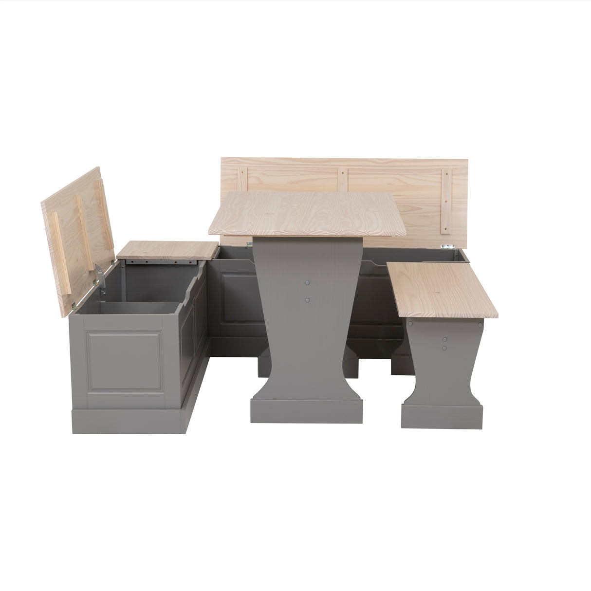 Norah Grey and Maple Table Bench Nook Set