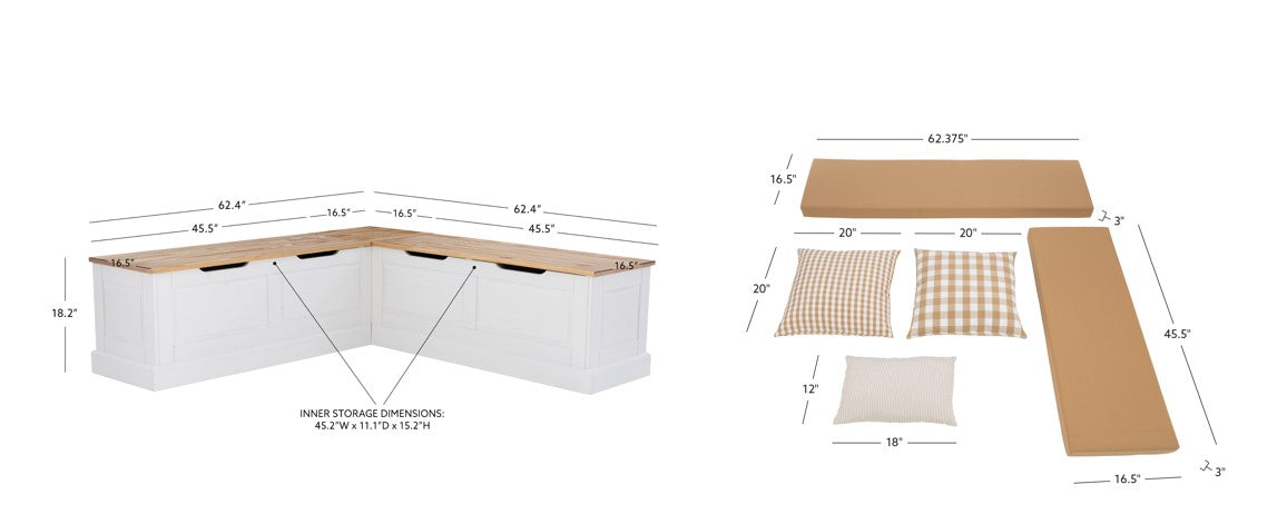 Norah Backless Corner Nook with 5-Piece Cushion Set