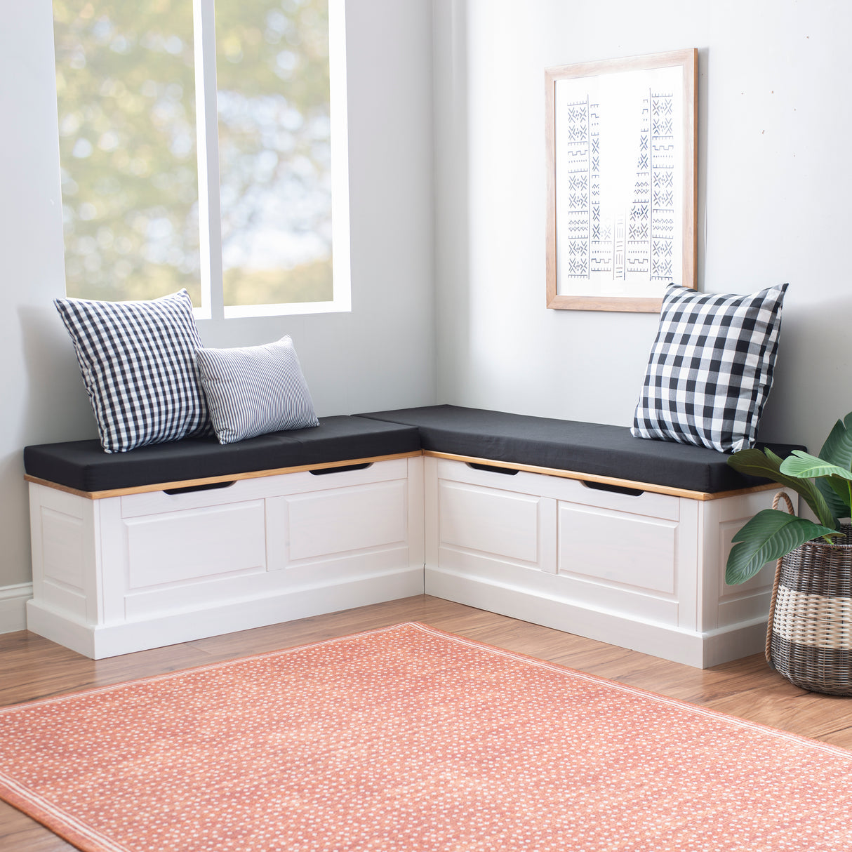 Norah Backless Corner Nook with 5-Piece Cushion Set