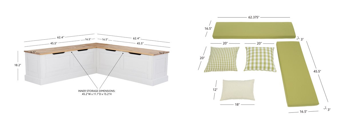 Norah Backless Corner Nook with 5-Piece Cushion Set