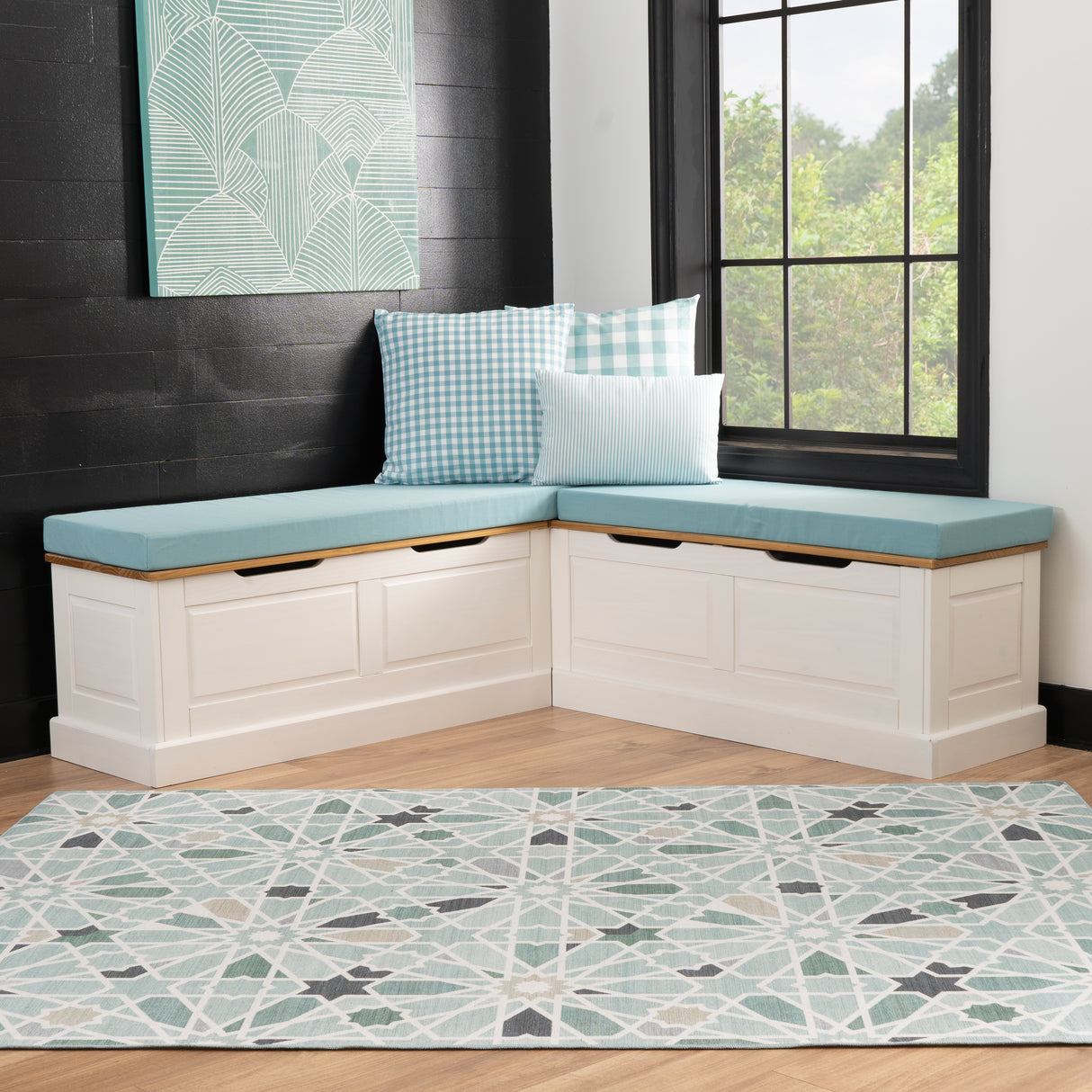 Norah Backless Corner Nook with 5-Piece Cushion Set