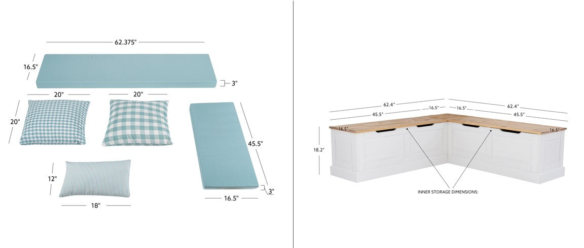 Norah Backless Corner Nook with 5-Piece Cushion Set