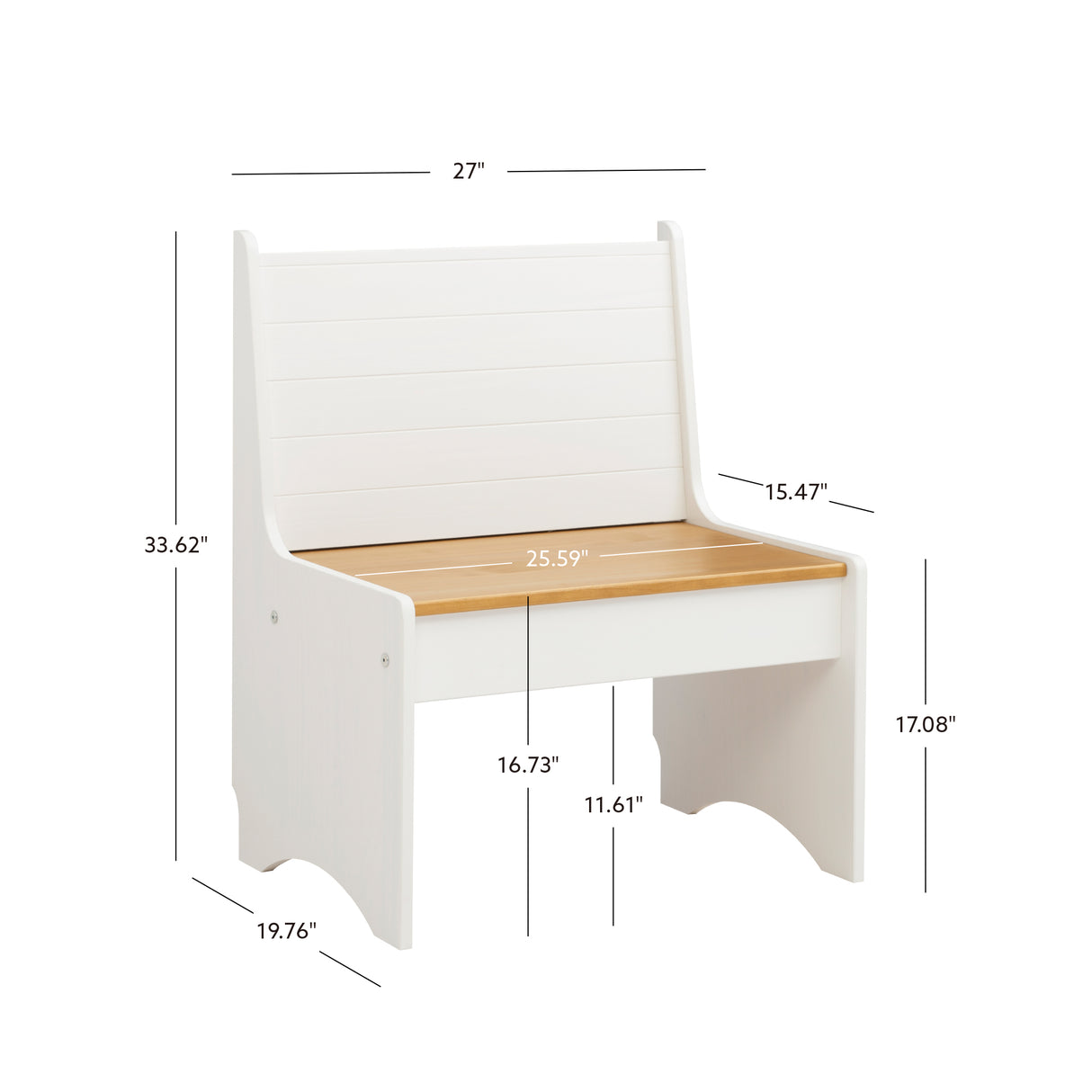 Pender Honey White Small Back Rest Bench