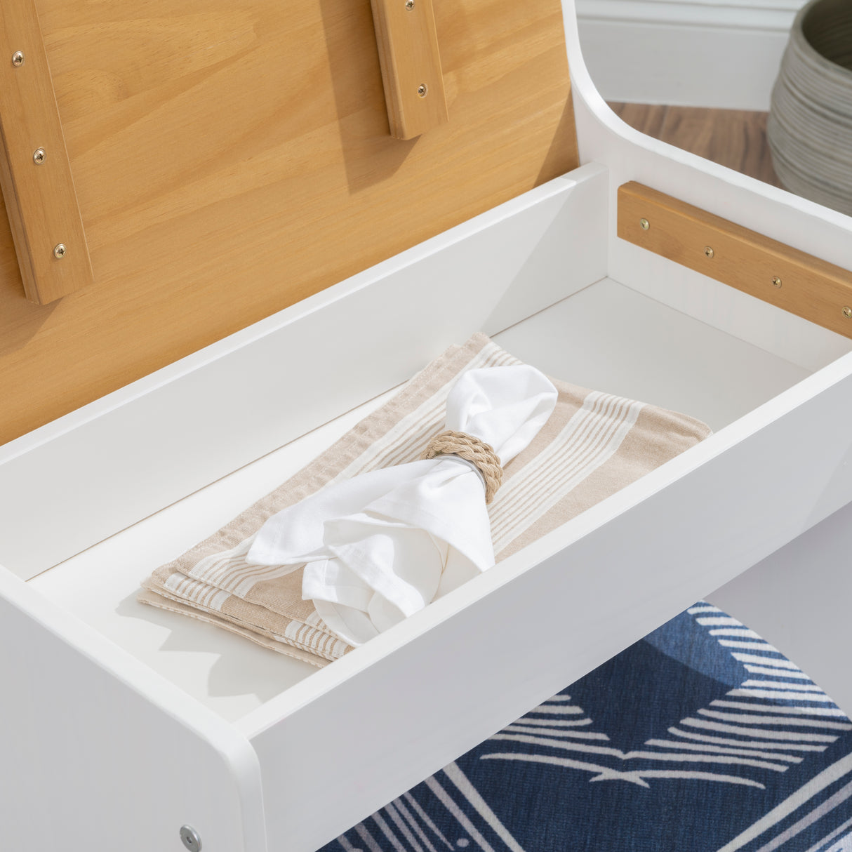 Pender Honey White Small Back Rest Bench