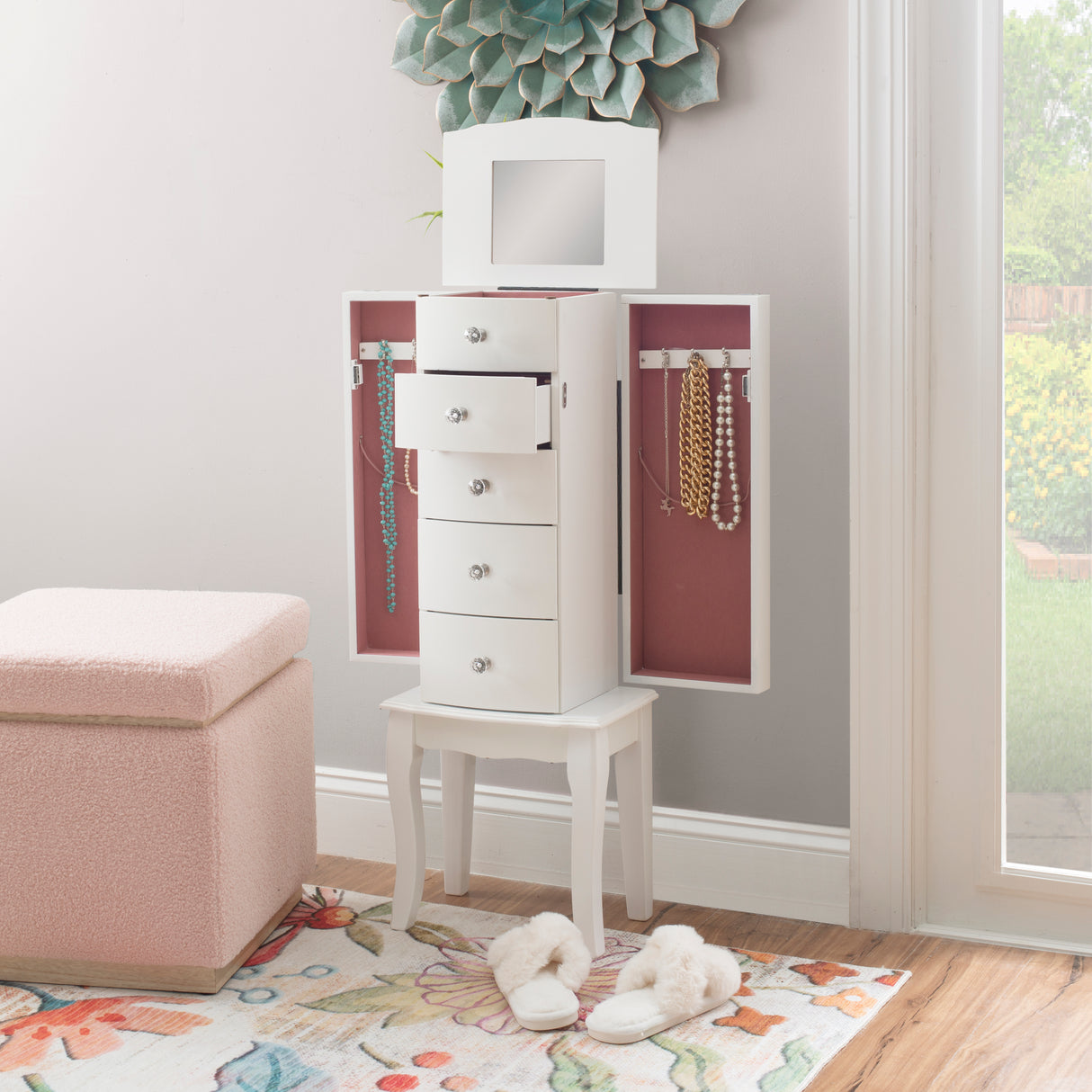 Jasmine White Jewelry Armoire