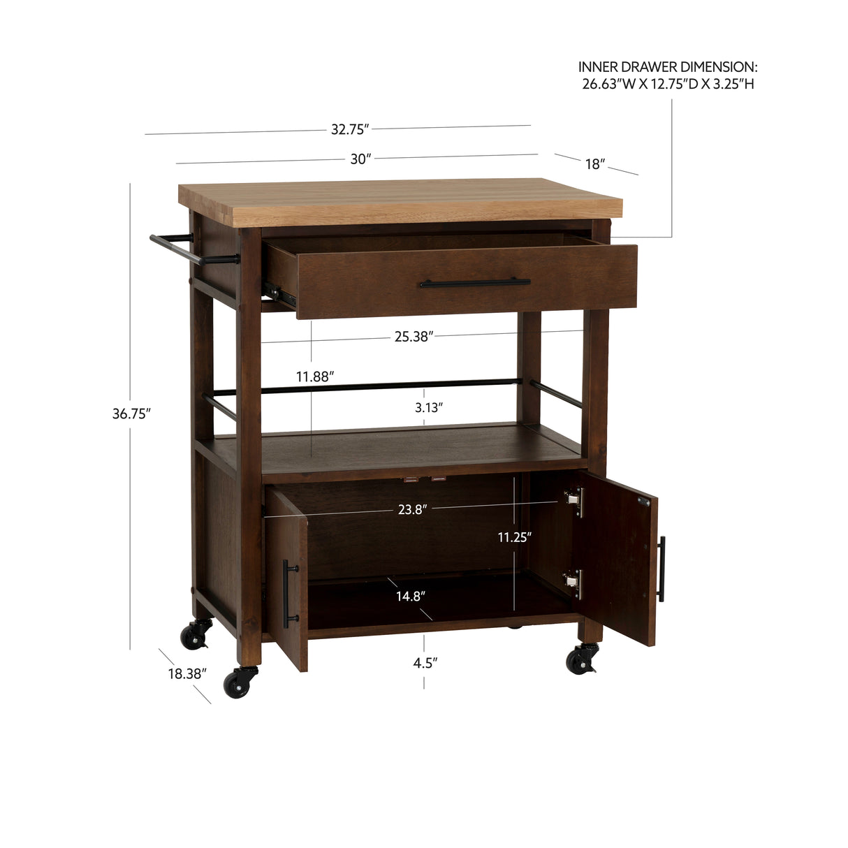 Fino Brown Kitchen Cart