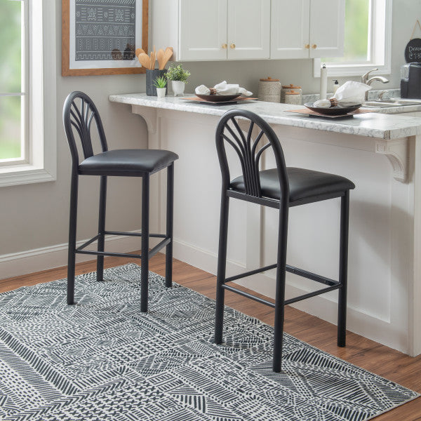 Soleil Black Vinyl Metal Bar Stools (Set of 2)