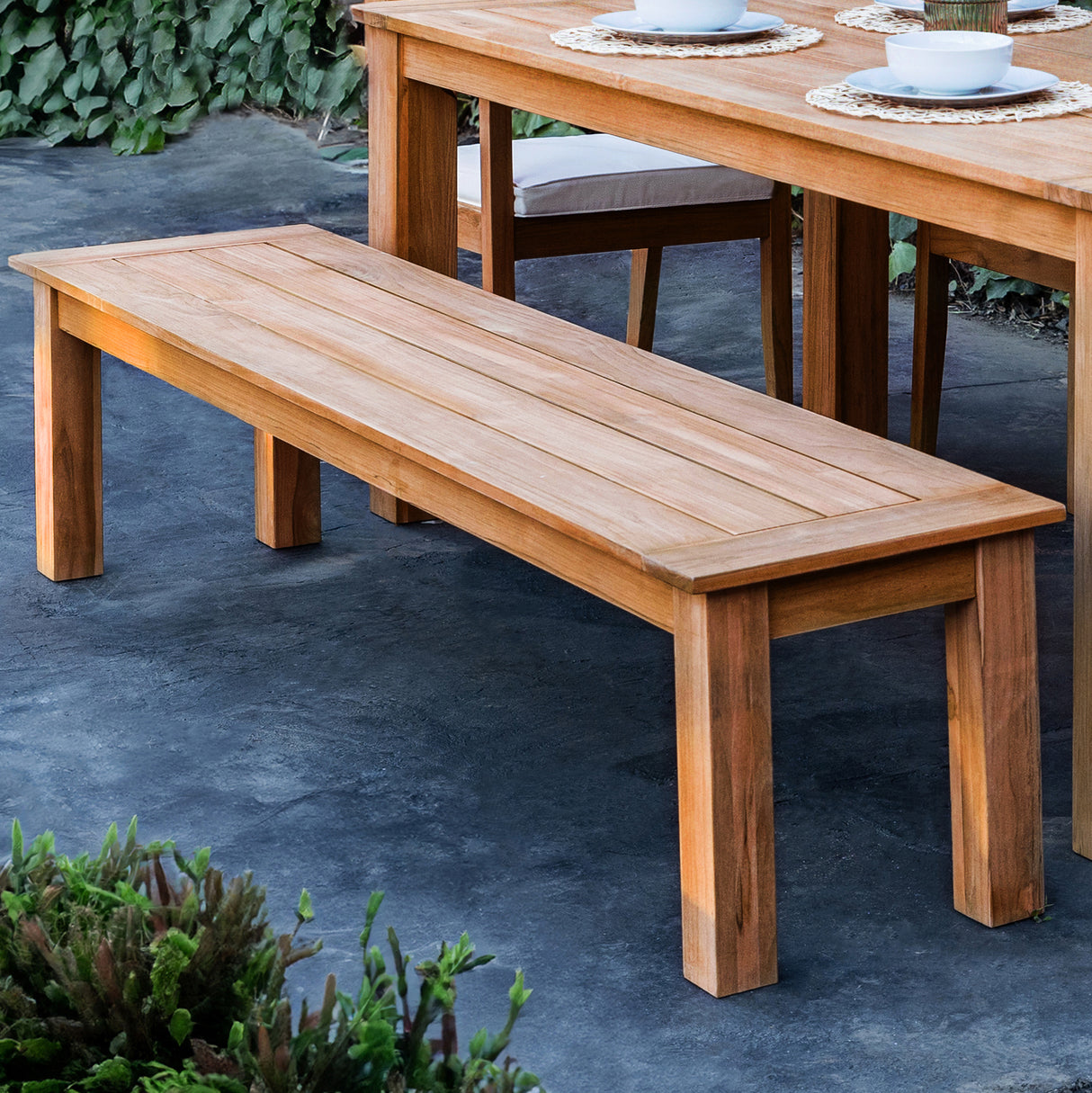 Cannon Teak 80In Outdoor Dining Bench