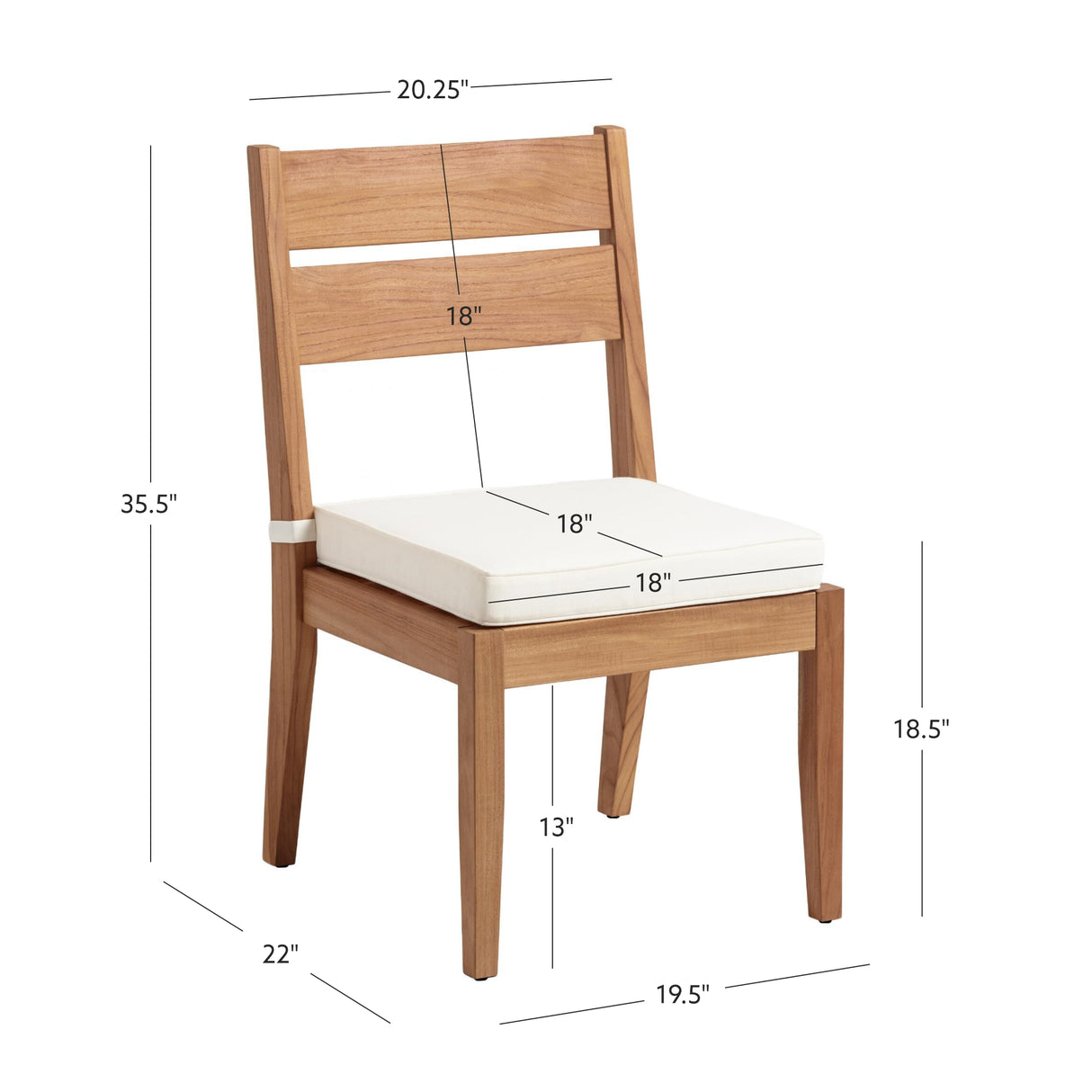Cannon Teak Dining Chair with Cushion (Set of 2)